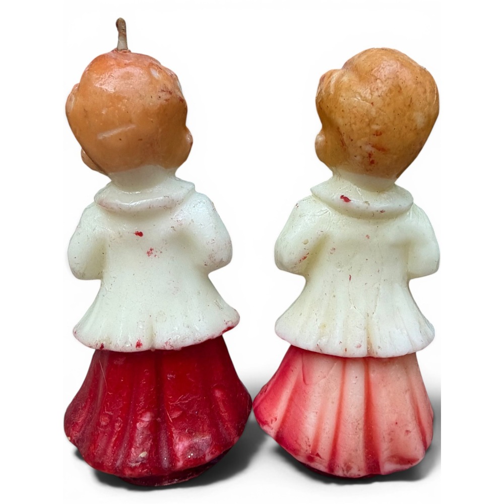 Vintage Christmas Choir Boy Figurines Set Gurley Style Wax Red White Holiday - Picture 5 of 11